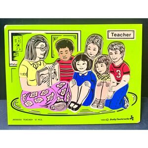 Vintage 1980 Judy Instructo 17 Piece TEACHER Wooden Puzzle J606020 Complete